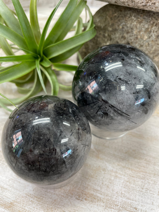Tourmalinated Quartz Sphere