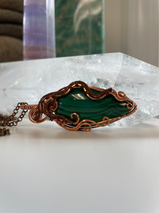 Malachite Wire Wrapped Necklace