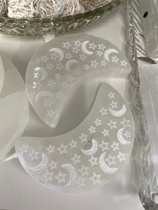 Selenite Moon Plate