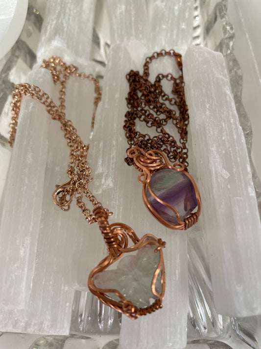 Fluorite Wire Wrapped Necklace