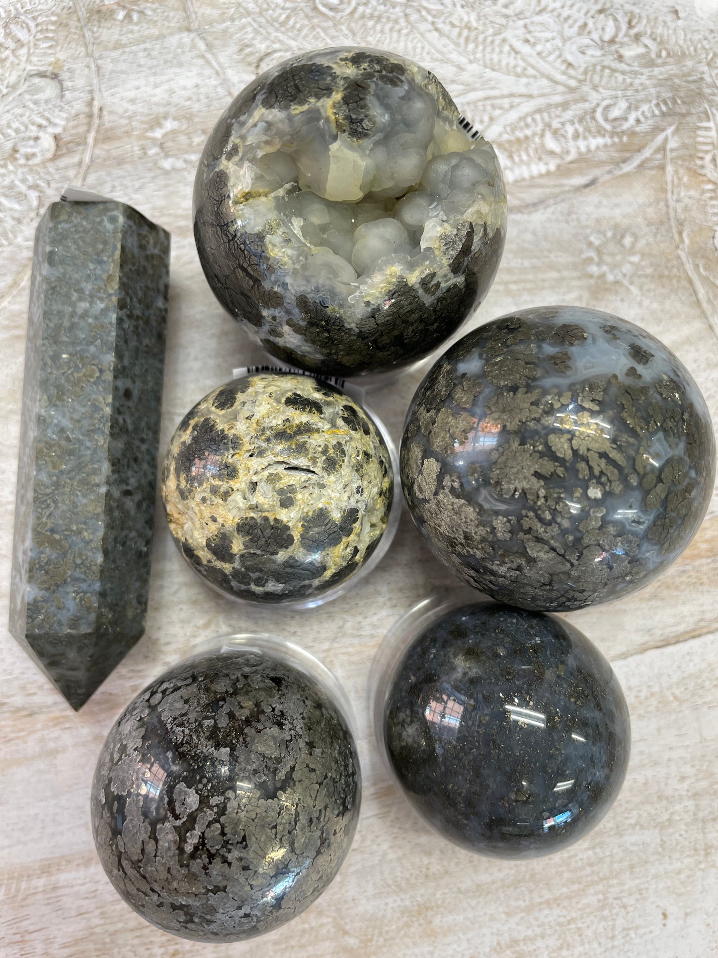 Pyrite in Agate