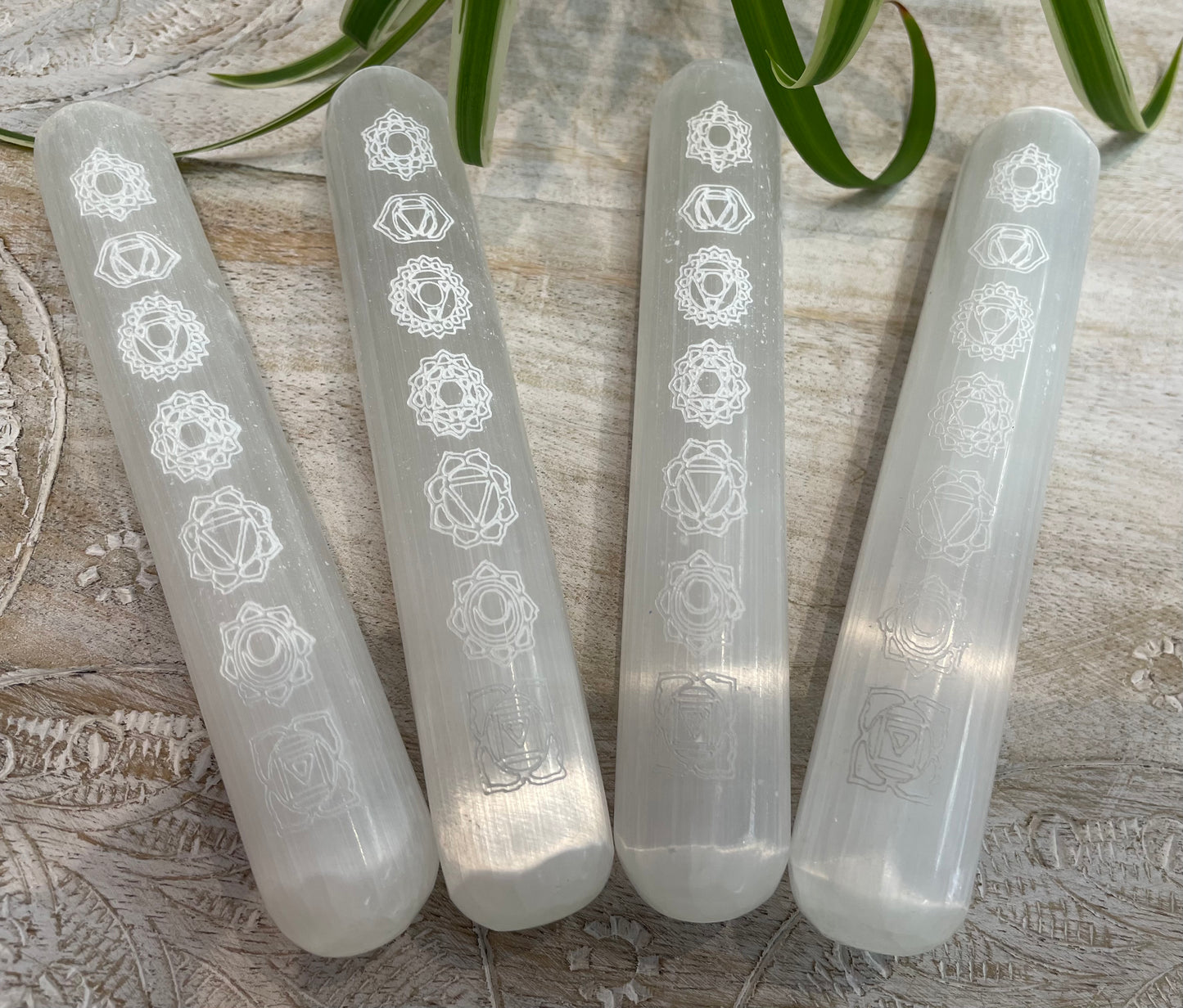 Selenite Wand with Etched Chakras
