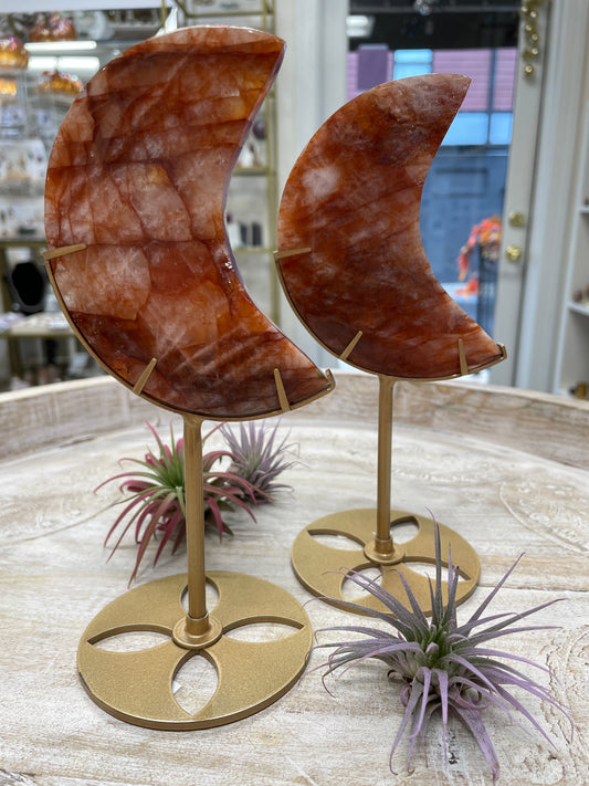 Fire Quartz Moon on Stand