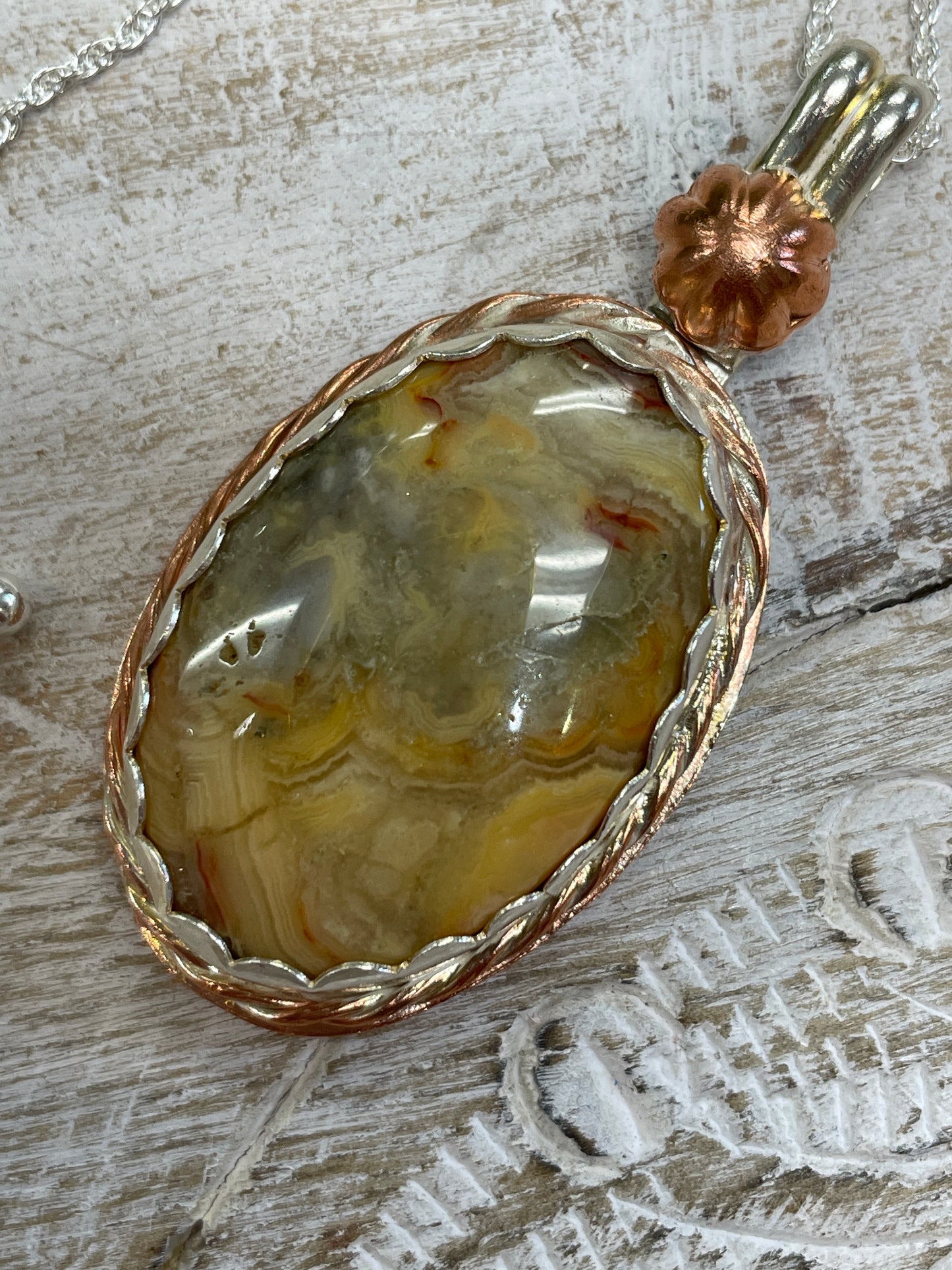 Crazy Lace Agate SS Pendant