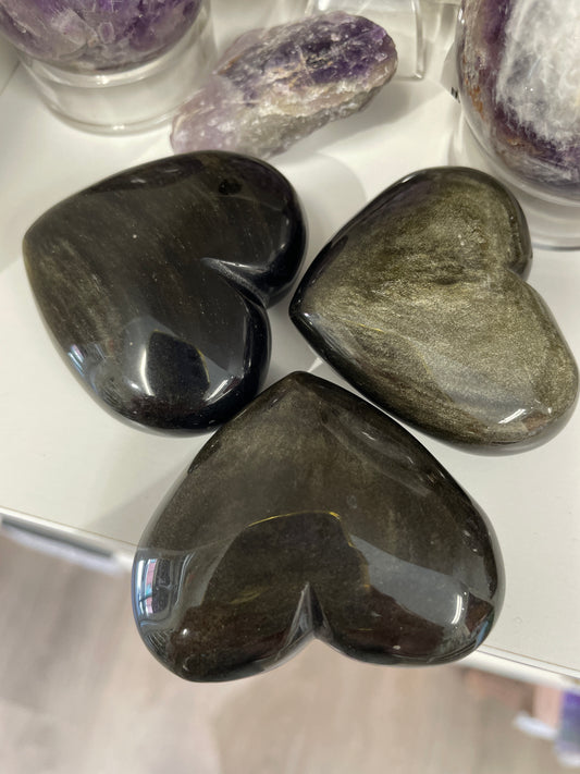 Gold Sheen Obsidian Heart