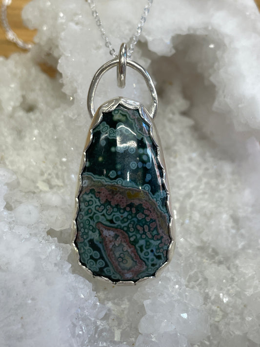 Ocean Jasper Sterling Silver Pendant