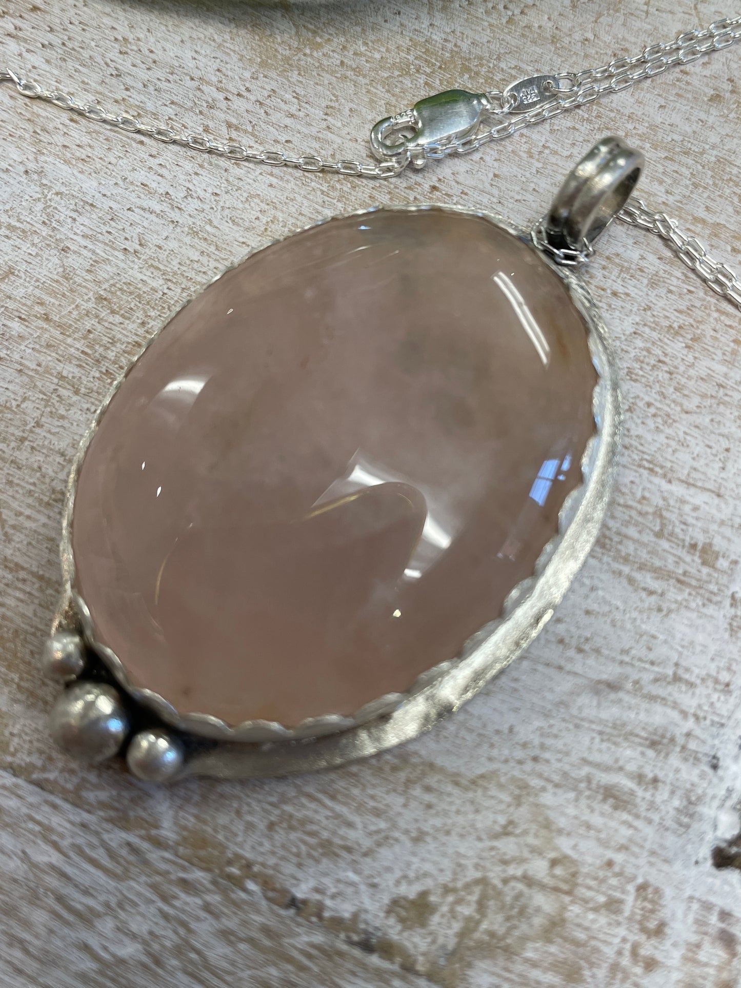 Rose Quartz SS Pendant