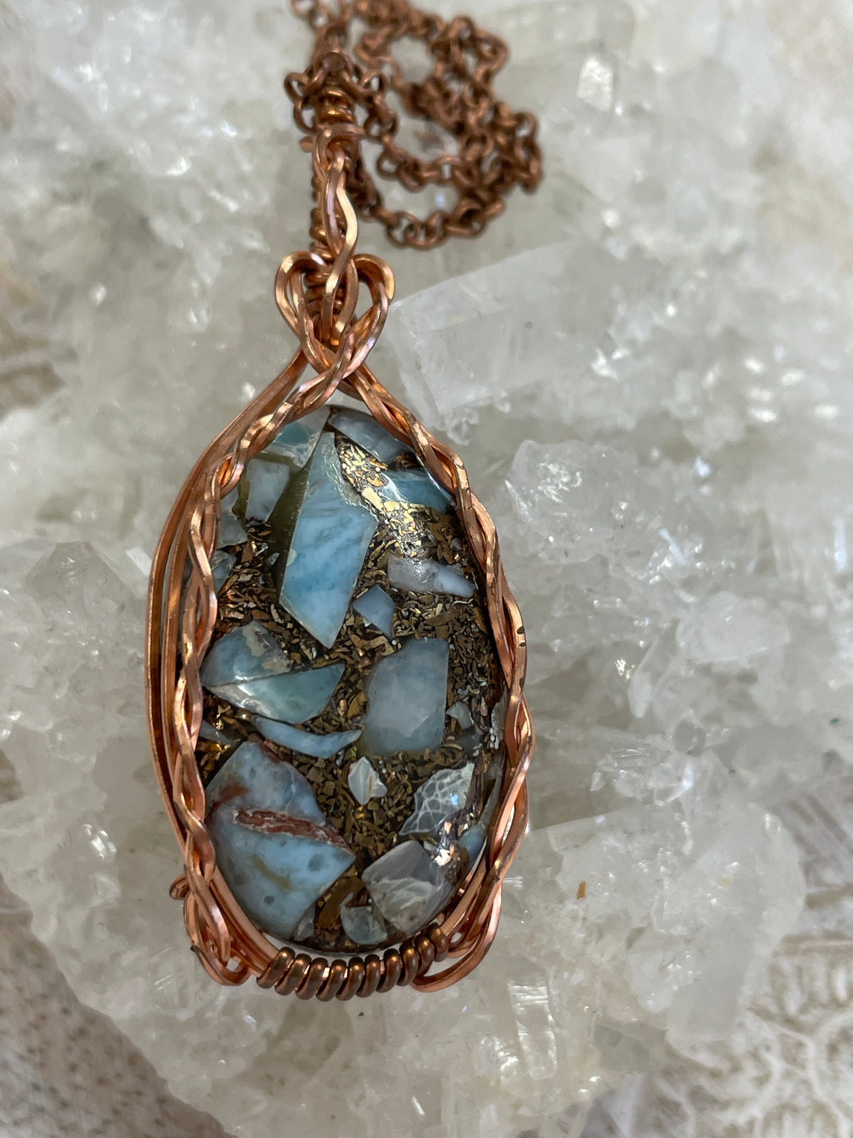 Mohave Larimar Wire Wrapped Necklace